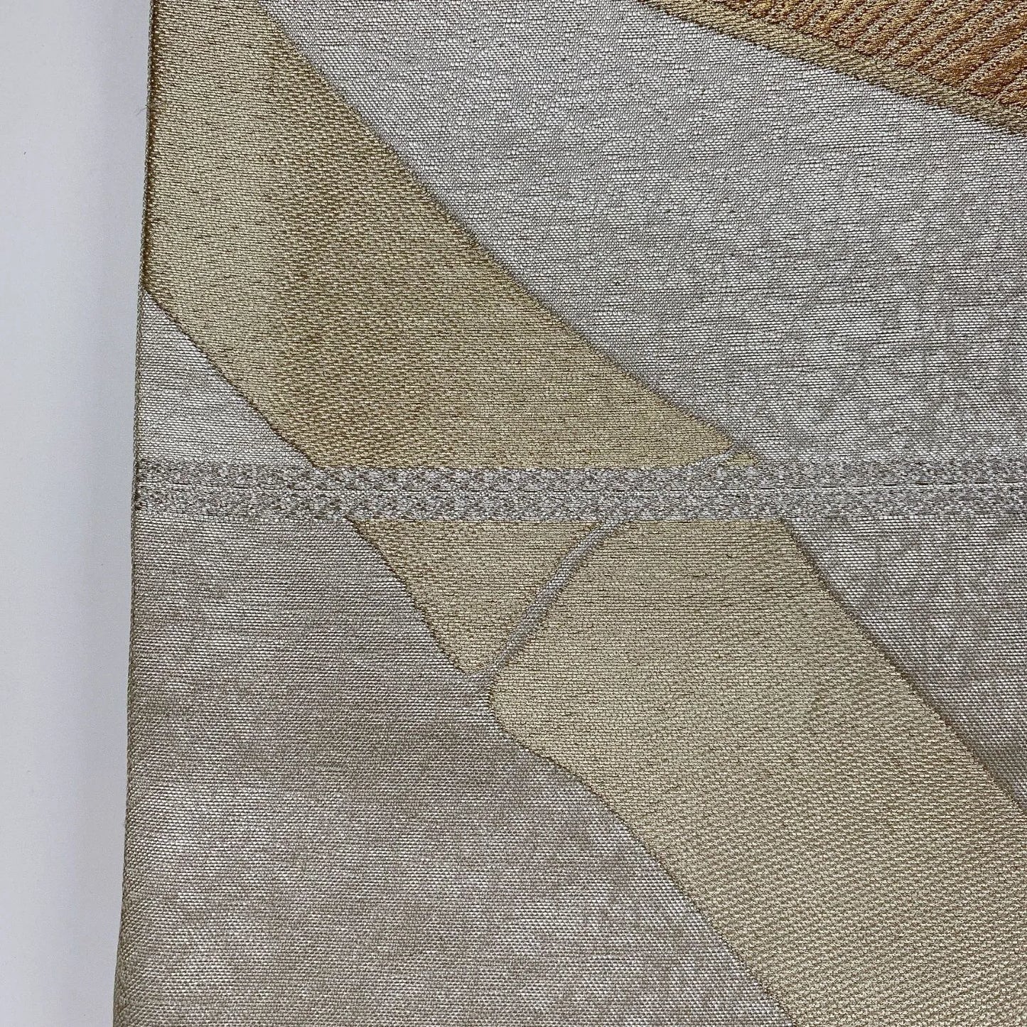 6883# Japanese Vintage Fukuro Obi Belt Kimono Fabric Silk Traditional Silver