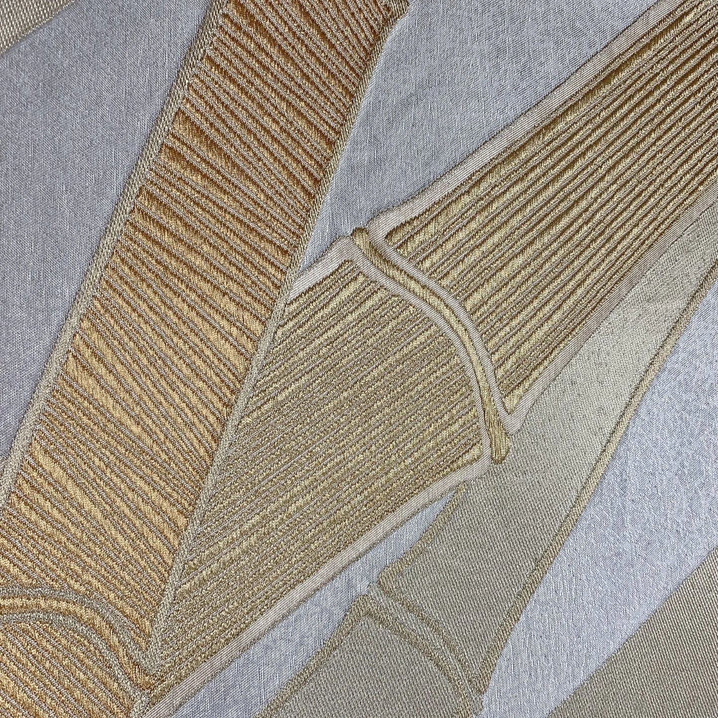 6883# Japanese Vintage Fukuro Obi Belt Kimono Fabric Silk Traditional Silver