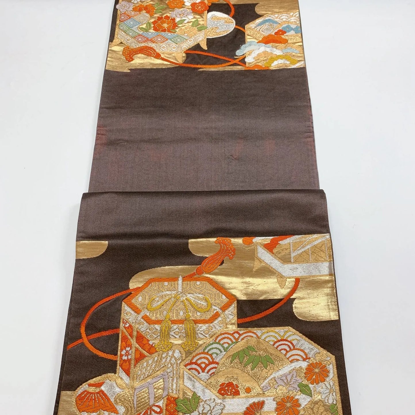 6886# Japanese Vintage Fukuro Obi Belt Kimono Fabric Silk Traditional