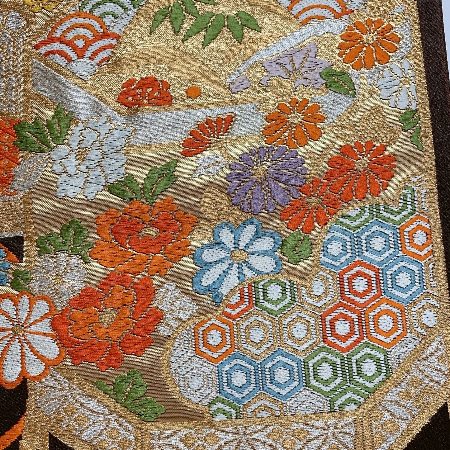 6886# Japanese Vintage Fukuro Obi Belt Kimono Fabric Silk Traditional