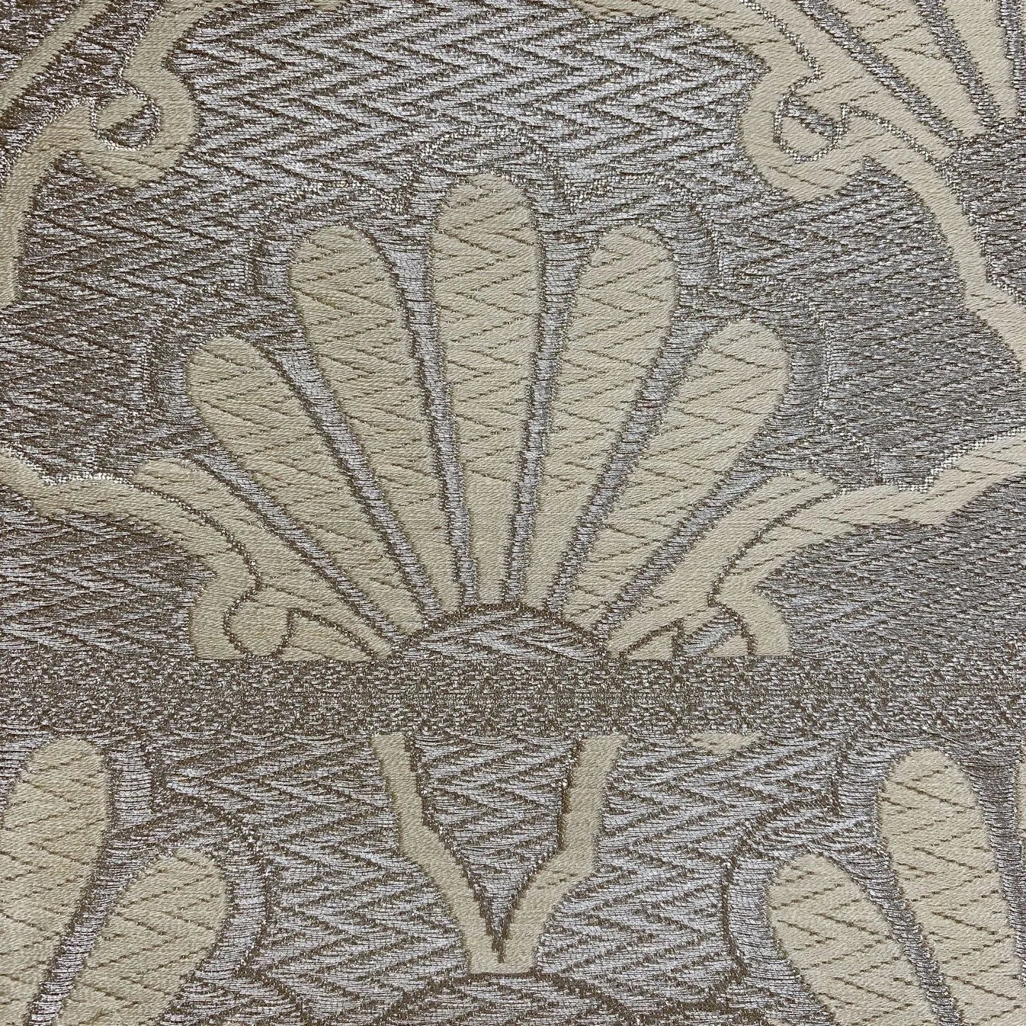 6890# Japanese Vintage Fukuro Obi Belt Kimono Fabric Silk Traditional Silver