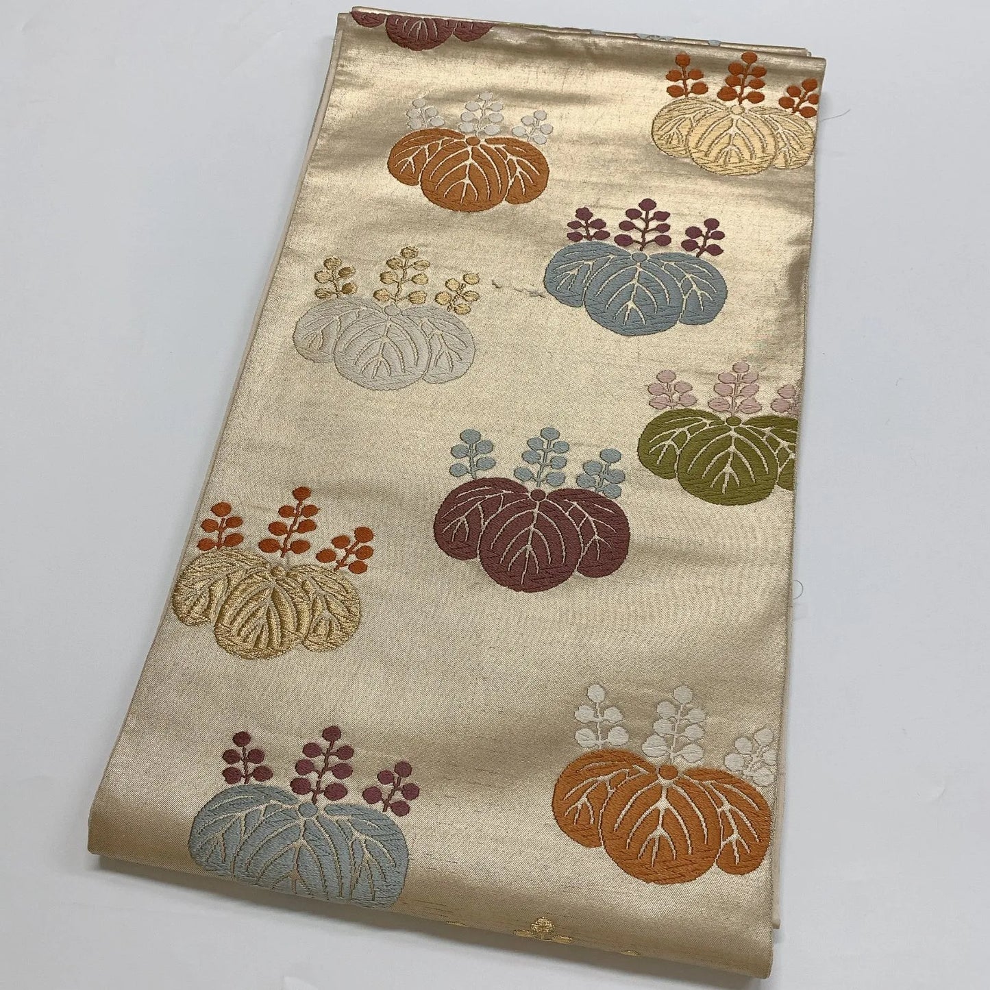 6891# Japanese Vintage Fukuro Obi Belt Kimono Fabric Silk Traditional Embroidery