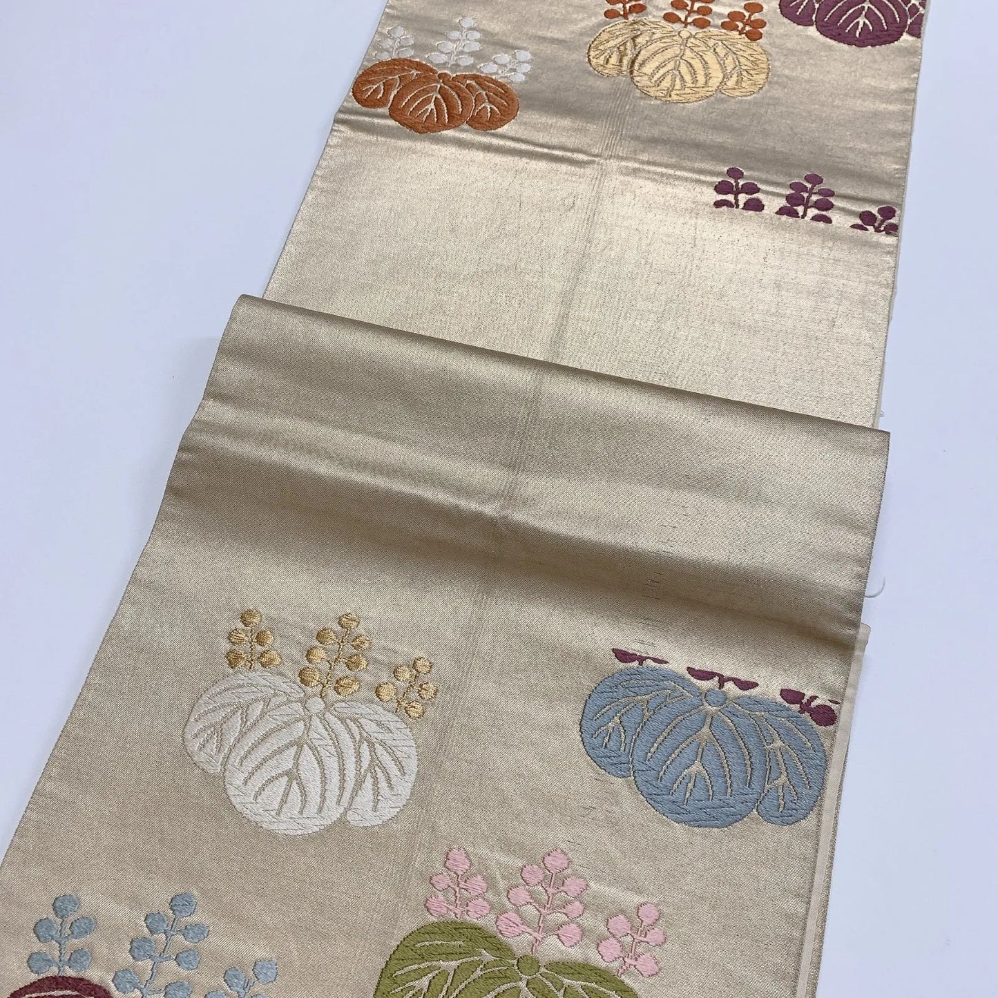 6891# Japanese Vintage Fukuro Obi Belt Kimono Fabric Silk Traditional Embroidery