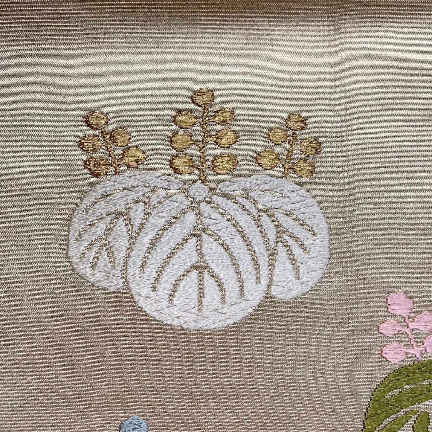 6891# Japanese Vintage Fukuro Obi Belt Kimono Fabric Silk Traditional Embroidery