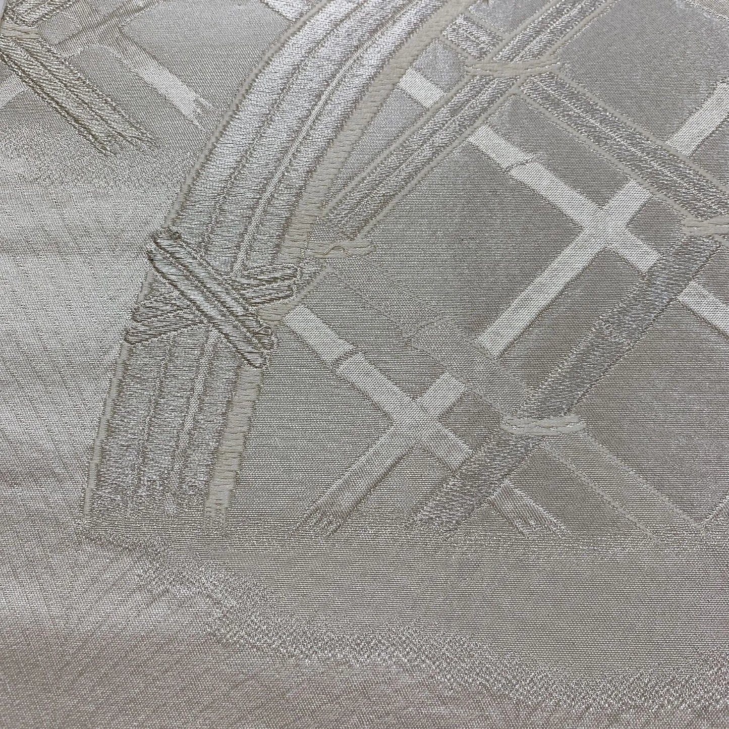 6894# Japanese Vintage Fukuro Obi Belt Kimono Fabric Silk Traditional Silver