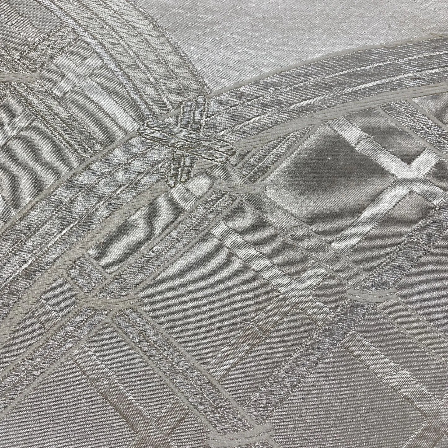 6894# Japanese Vintage Fukuro Obi Belt Kimono Fabric Silk Traditional Silver