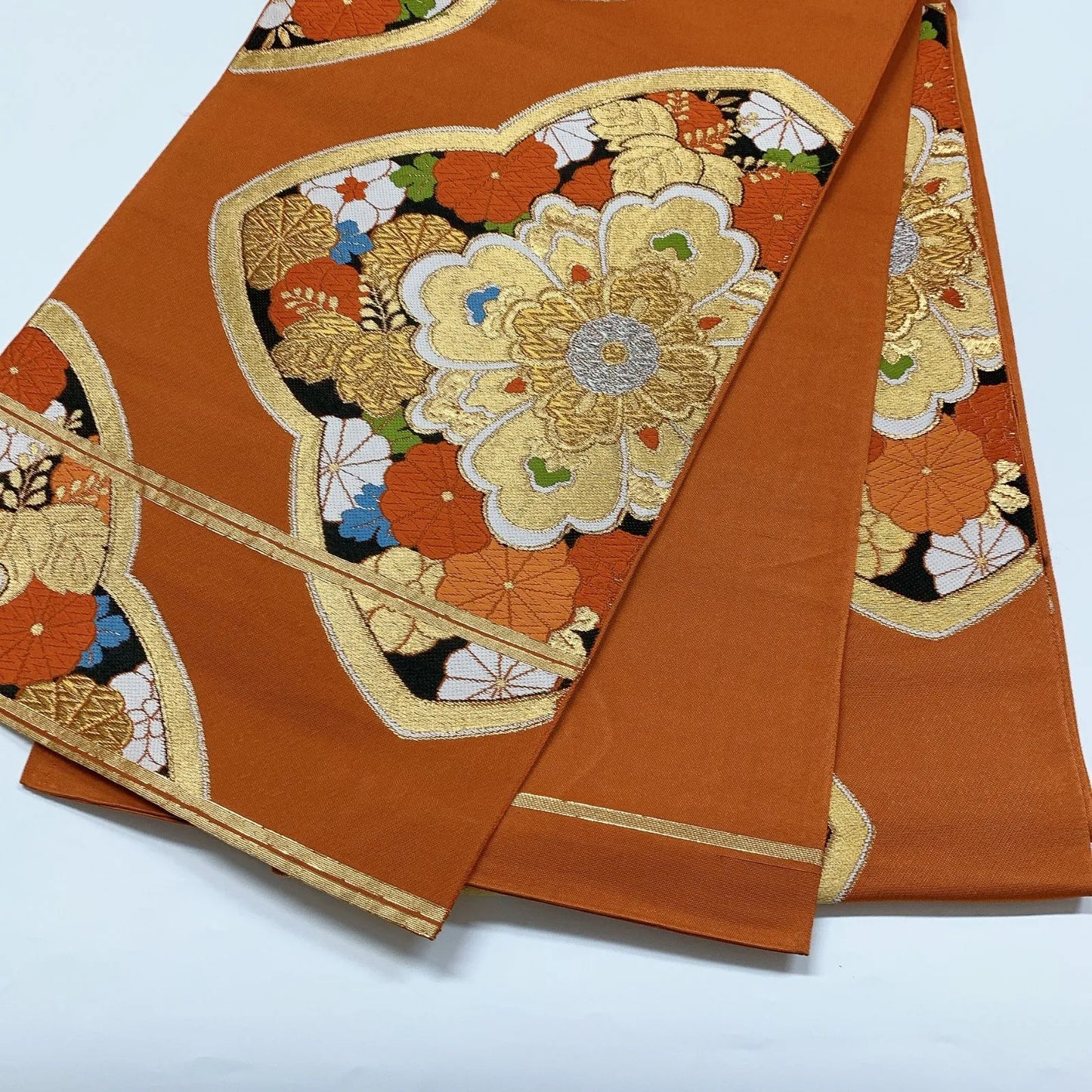 6895# Japanese Vintage Fukuro Obi Belt Kimono Fabric Silk Traditional