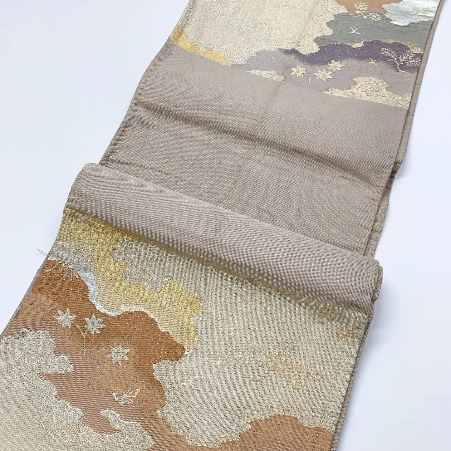 6897# Japanese Vintage Fukuro Obi Belt Kimono Fabric Silk Traditional Untailored