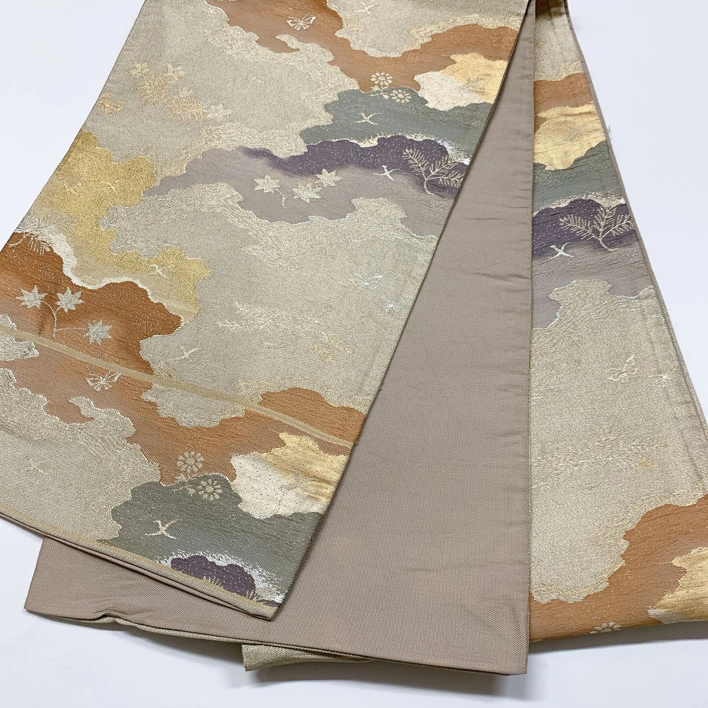 6897# Japanese Vintage Fukuro Obi Belt Kimono Fabric Silk Traditional Untailored