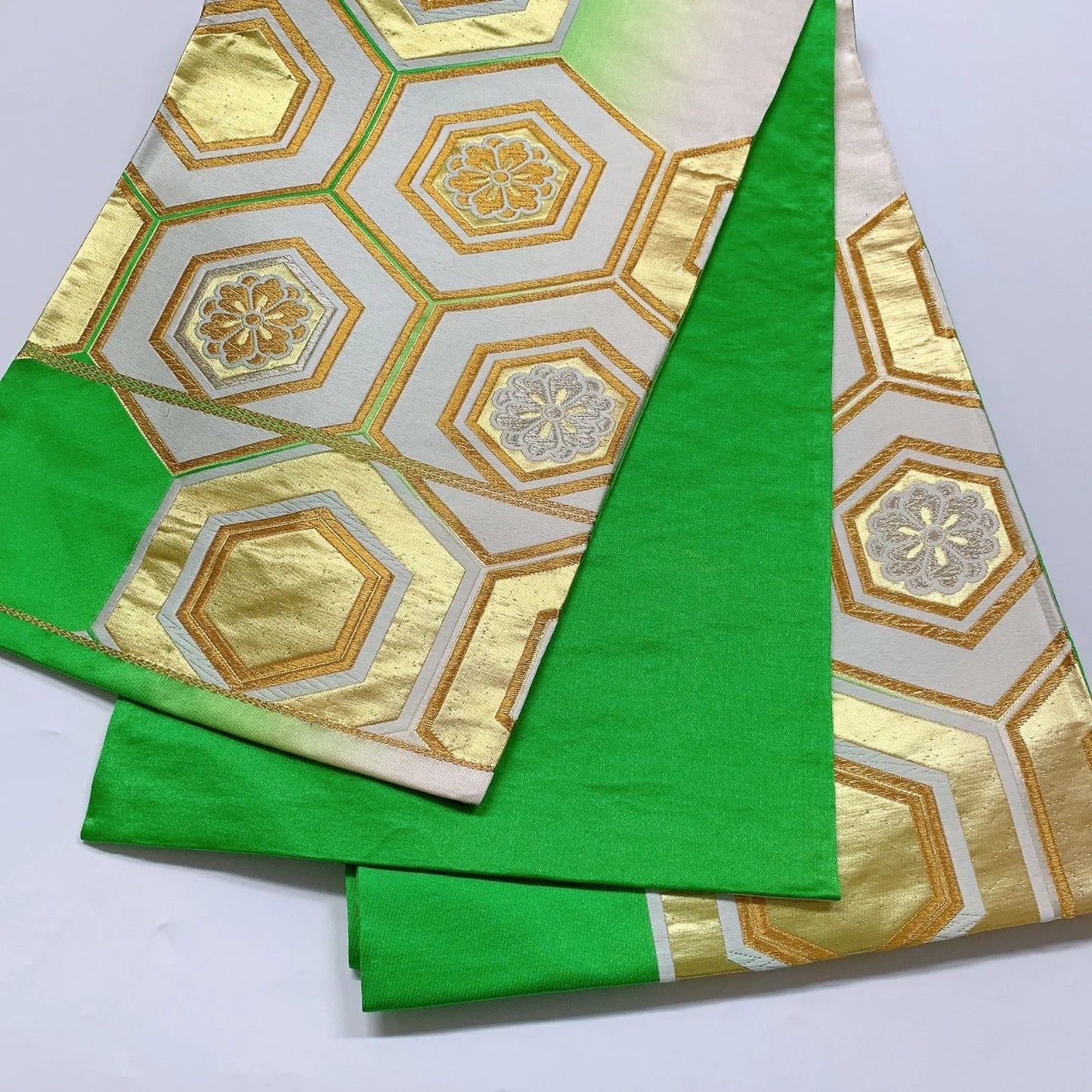 6898# Japanese Vintage Fukuro Obi Belt Kimono Fabric Silk Traditional