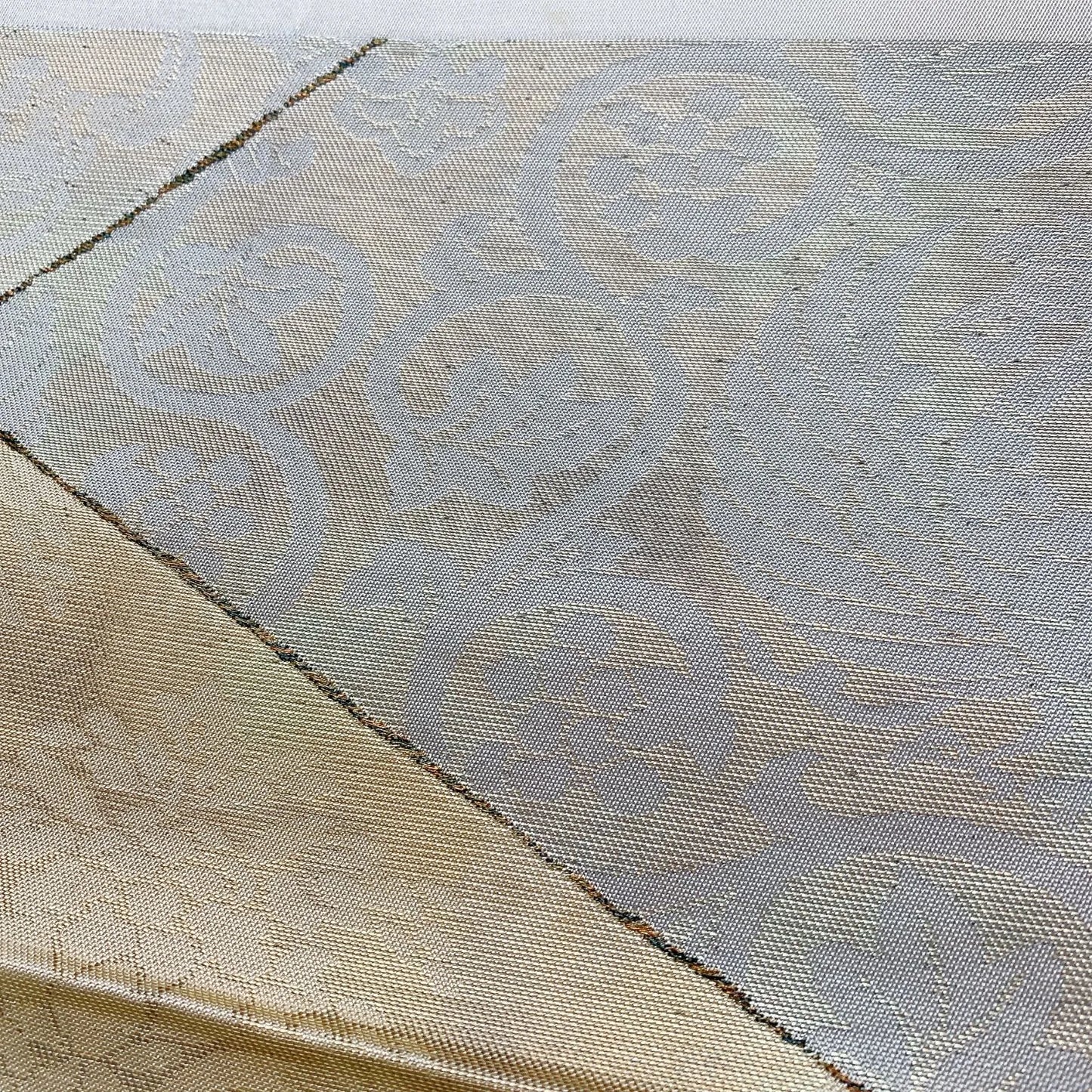 6900# Japanese Vintage Fukuro Obi Belt Kimono Fabric Silk Traditional Silver