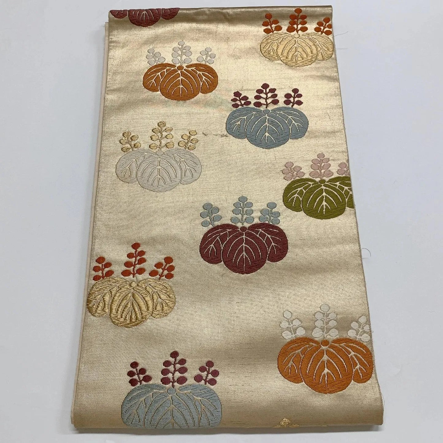 6891# Japanese Vintage Fukuro Obi Belt Kimono Fabric Silk Traditional Embroidery