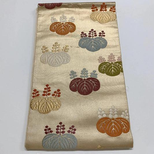 6891# Japanese Vintage Fukuro Obi Belt Kimono Fabric Silk Traditional Embroidery