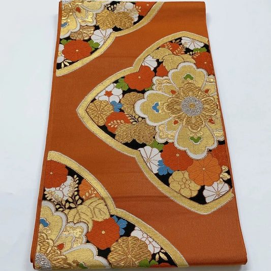6895# Japanese Vintage Fukuro Obi Belt Kimono Fabric Silk Traditional