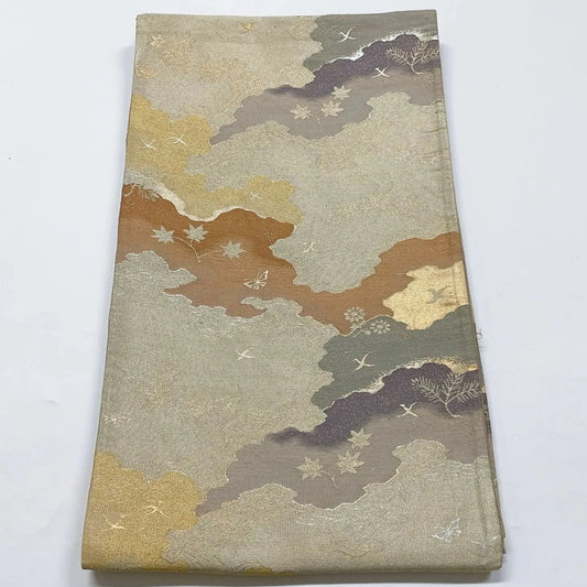 6897# Japanese Vintage Fukuro Obi Belt Kimono Fabric Silk Traditional Untailored