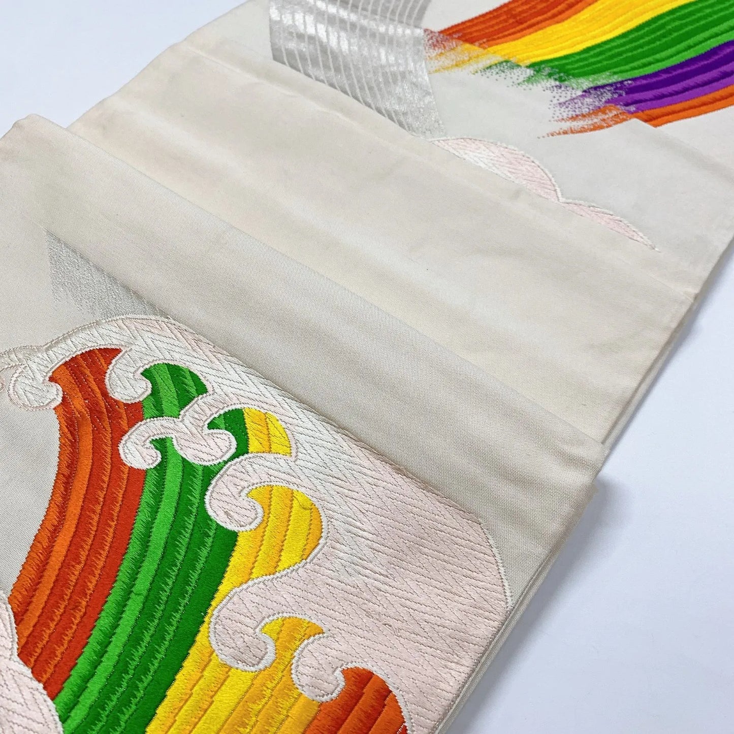 6904# Japanese Vintage Fukuro Obi Belt Kimono Fabric Silk Traditional Embroidery