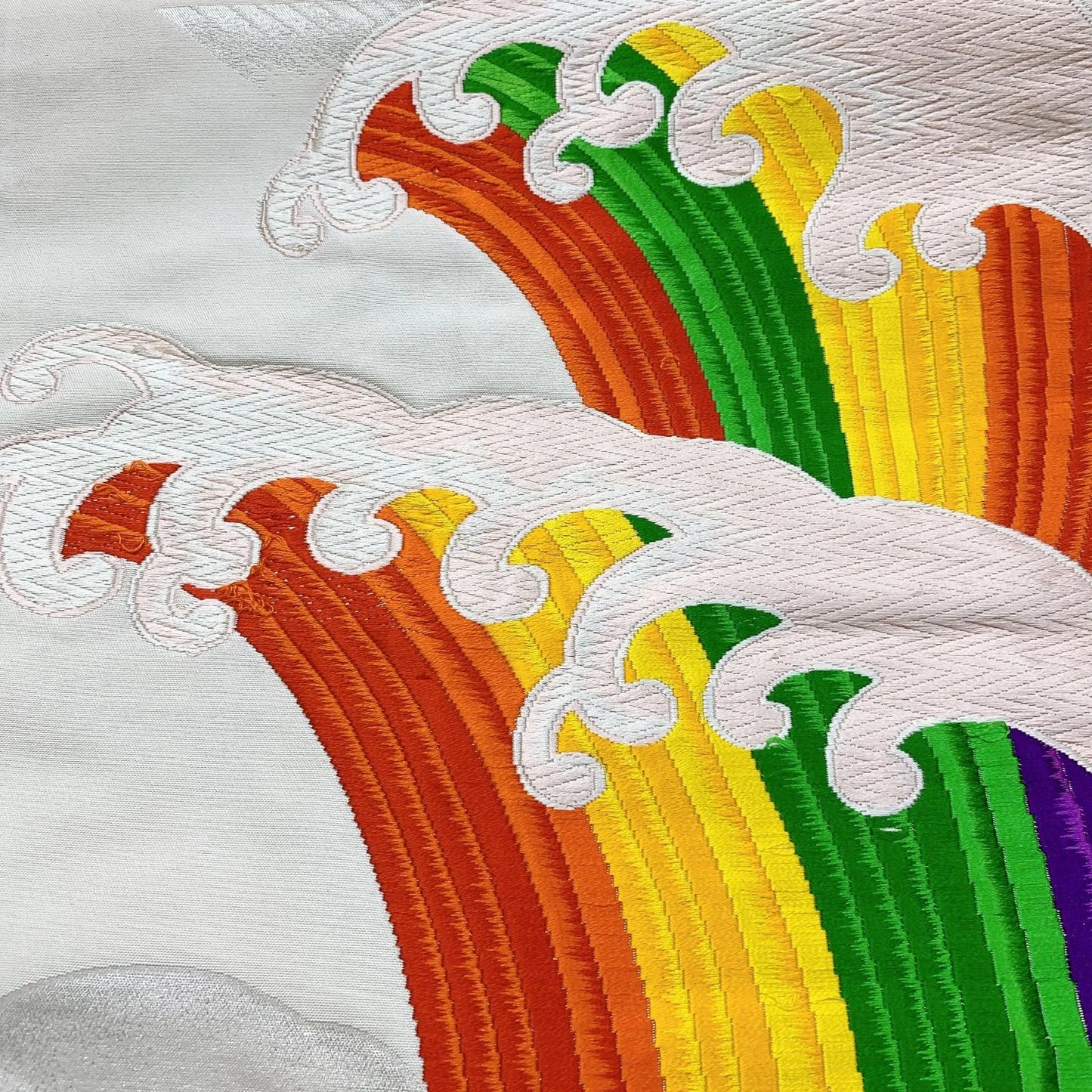 6904# Japanese Vintage Fukuro Obi Belt Kimono Fabric Silk Traditional Embroidery