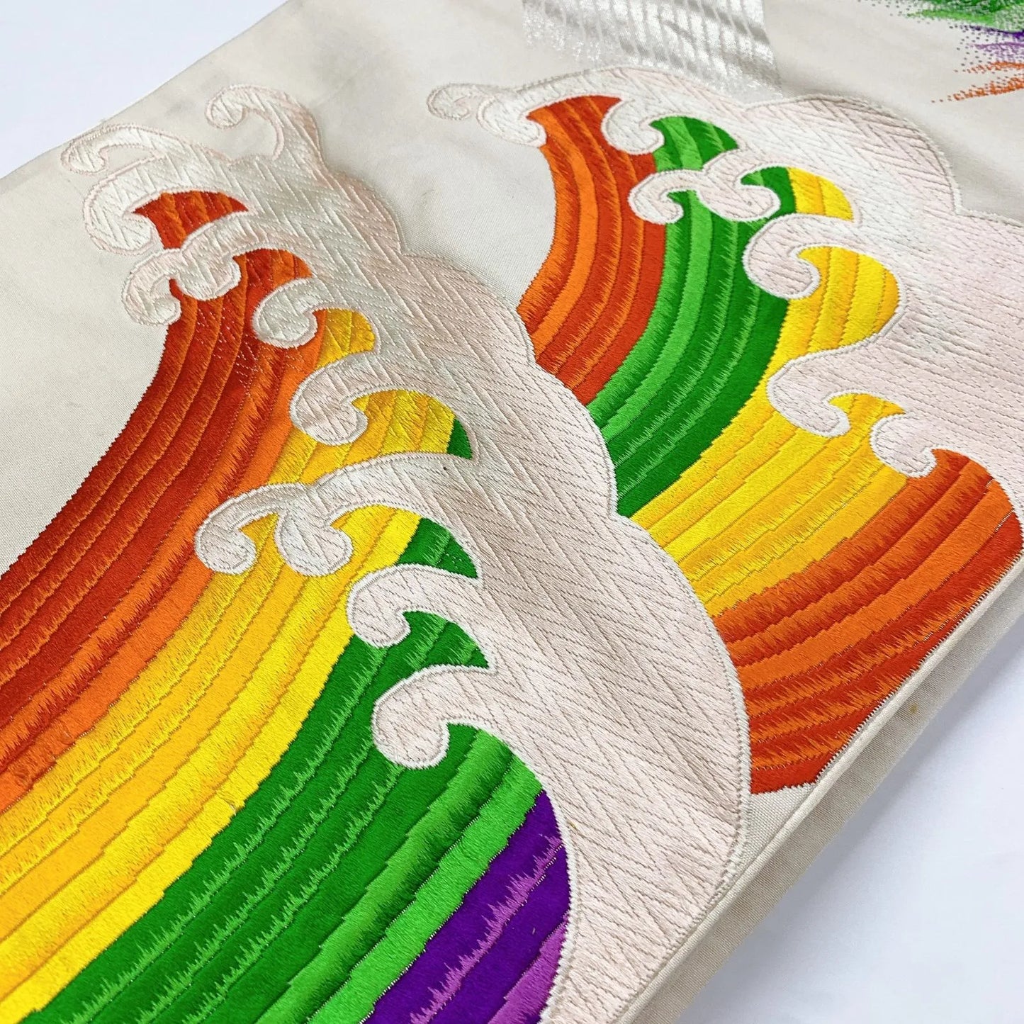 6904# Japanese Vintage Fukuro Obi Belt Kimono Fabric Silk Traditional Embroidery