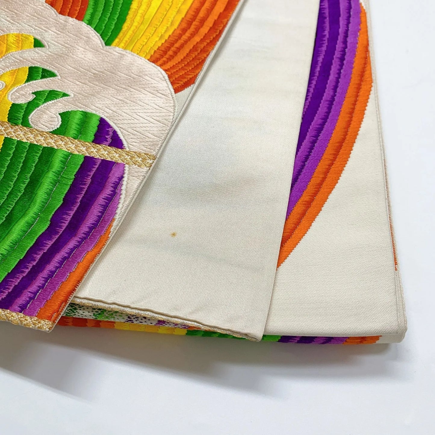 6904# Japanese Vintage Fukuro Obi Belt Kimono Fabric Silk Traditional Embroidery