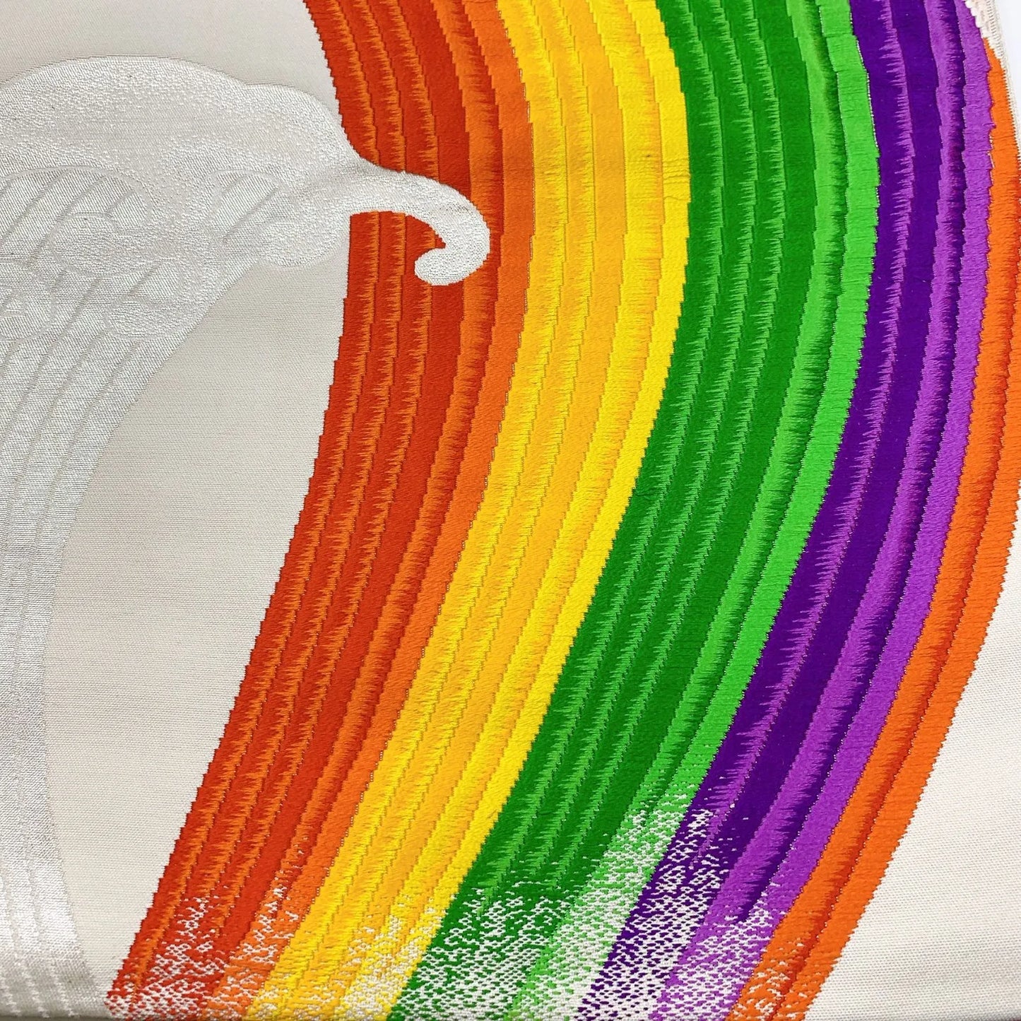 6904# Japanese Vintage Fukuro Obi Belt Kimono Fabric Silk Traditional Embroidery