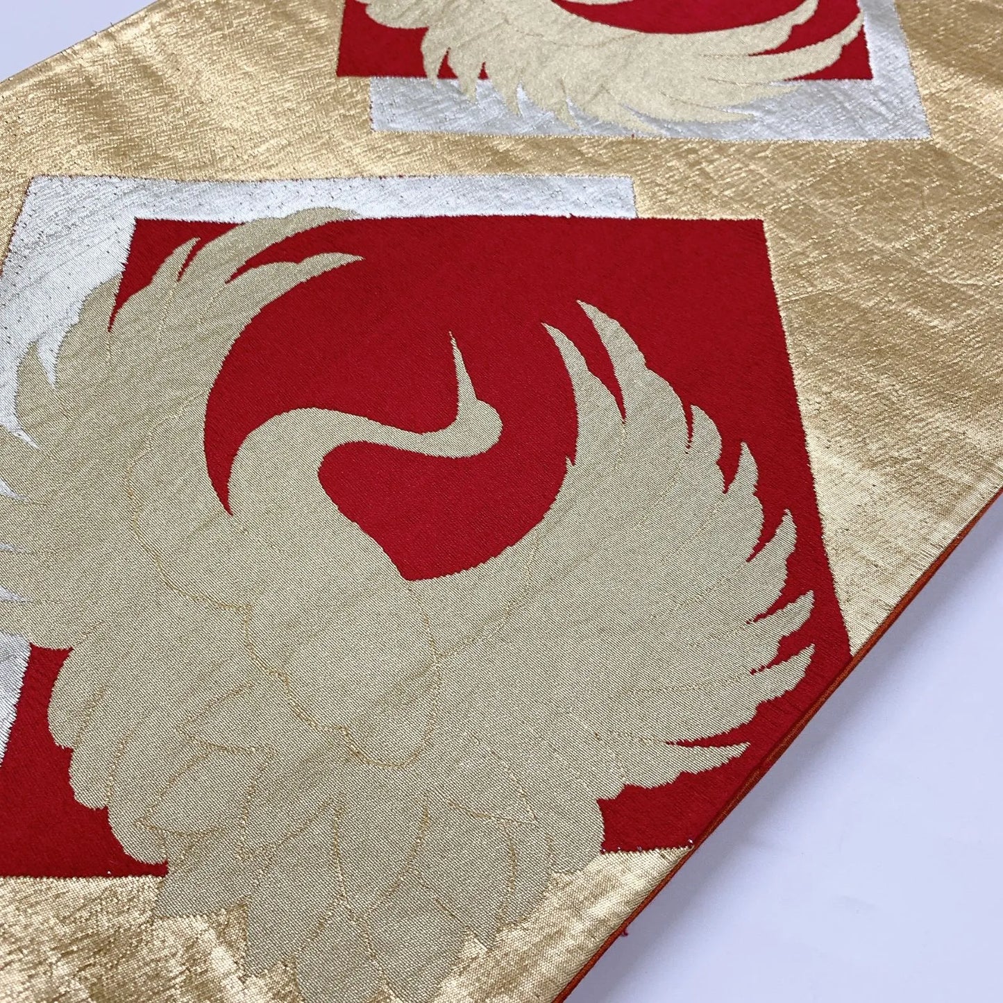 6905# Japanese Vintage Fukuro Obi Belt Kimono Fabric Silk Traditional Gold