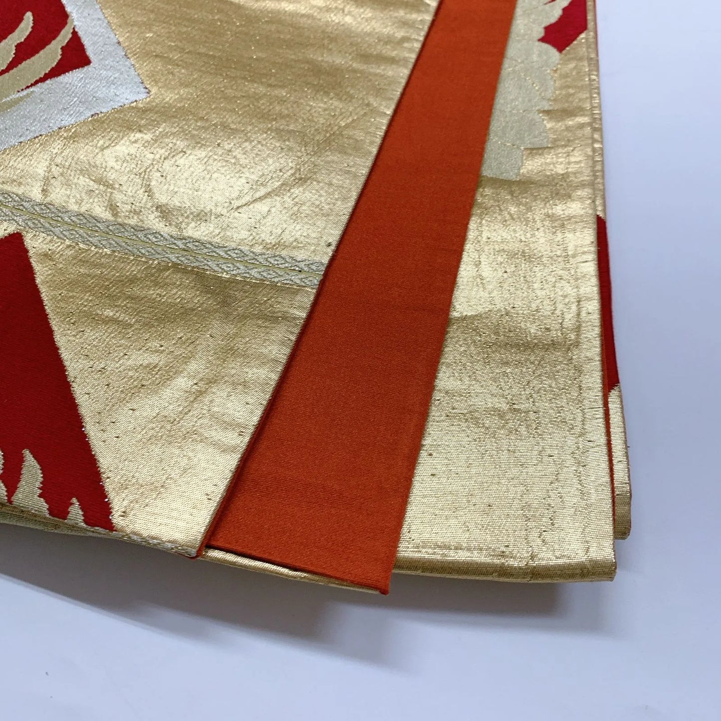 6905# Japanese Vintage Fukuro Obi Belt Kimono Fabric Silk Traditional Gold