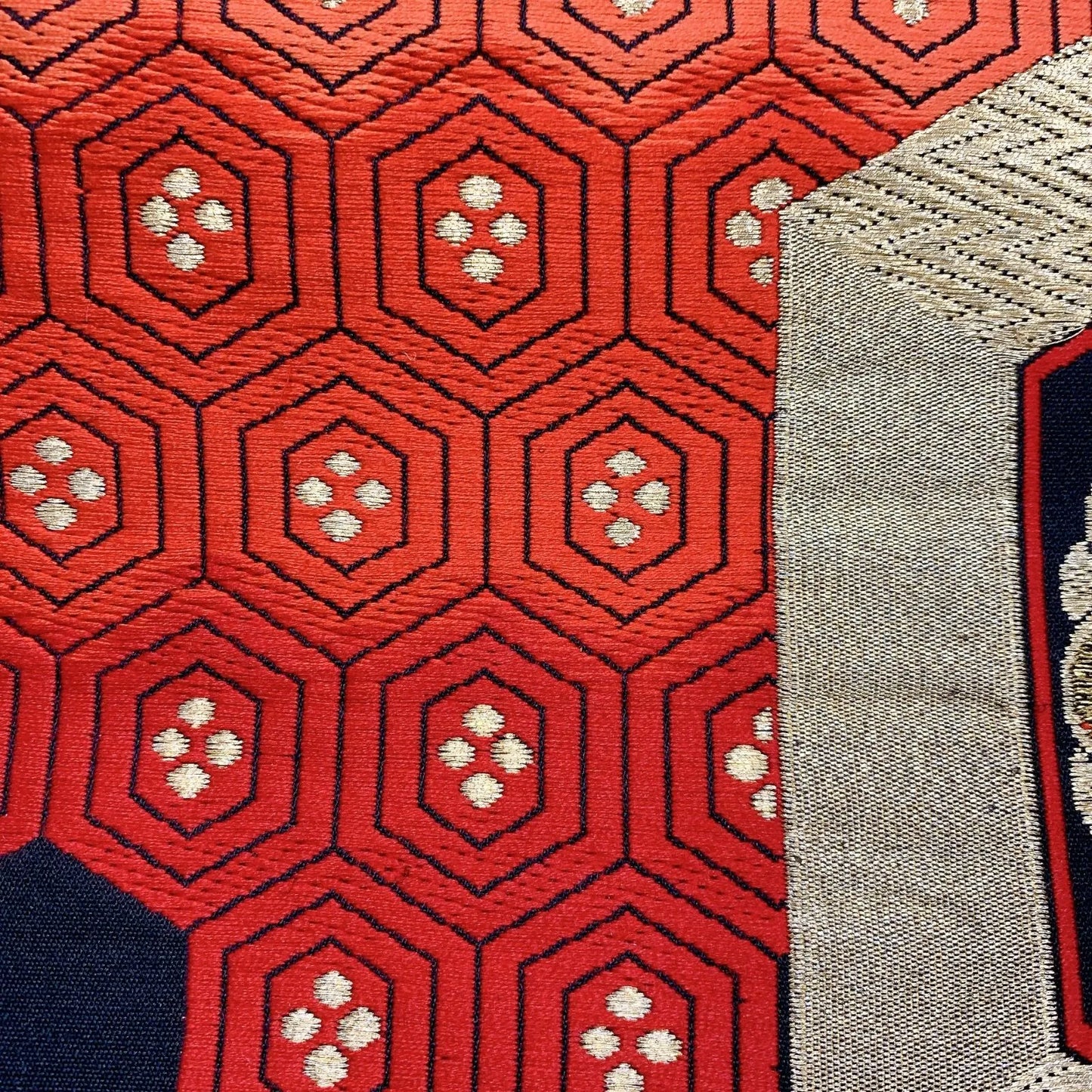 6907# Japanese Vintage Fukuro Obi Belt Kimono Fabric Silk Traditional Black