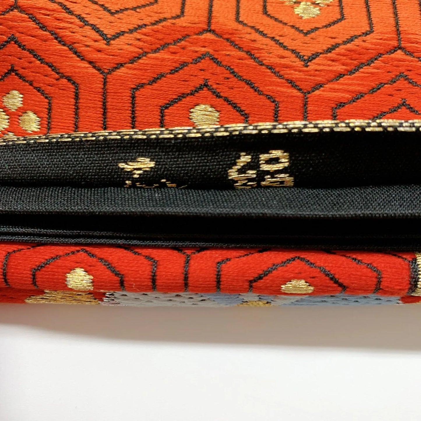 6907# Japanese Vintage Fukuro Obi Belt Kimono Fabric Silk Traditional Black