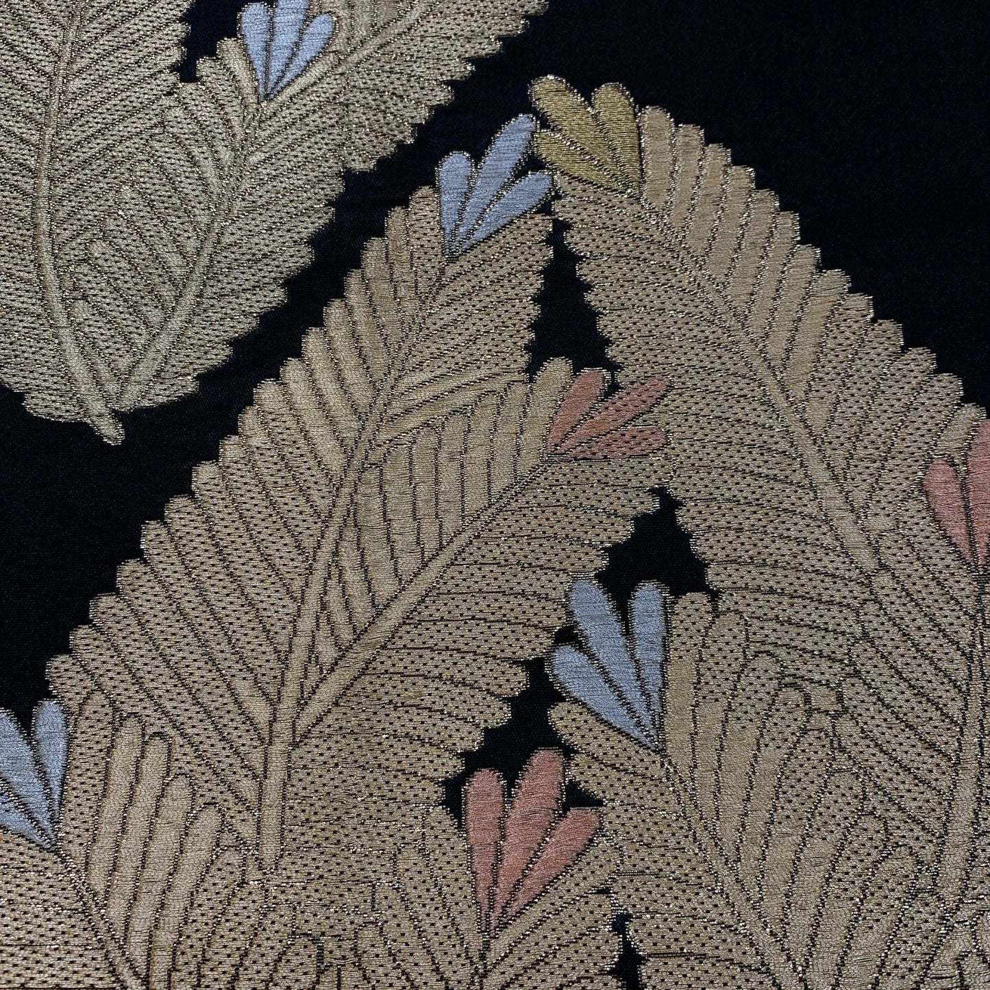 6914# Japanese Vintage Fukuro Obi Belt Kimono Fabric Silk Traditional Black