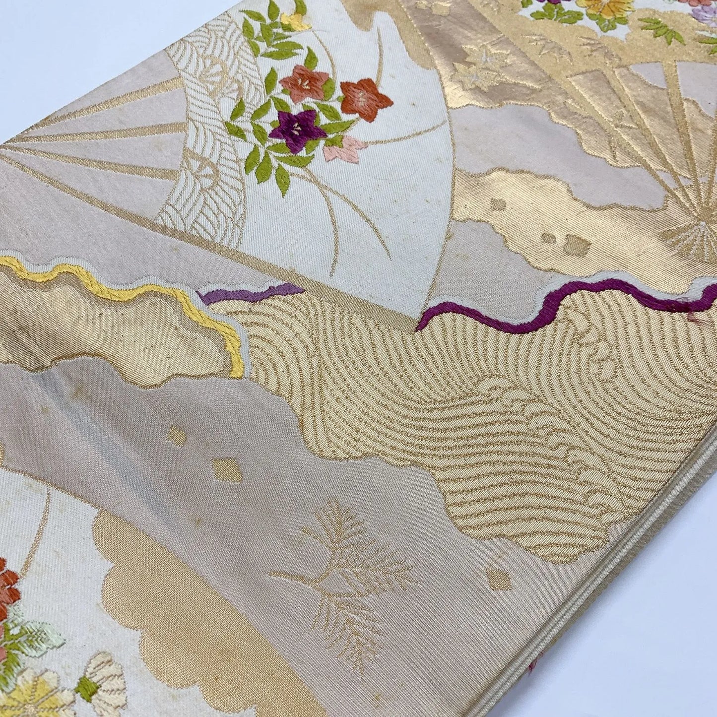 6916# Japanese Vintage Fukuro Obi Belt Kimono Fabric Silk Traditional Untailored