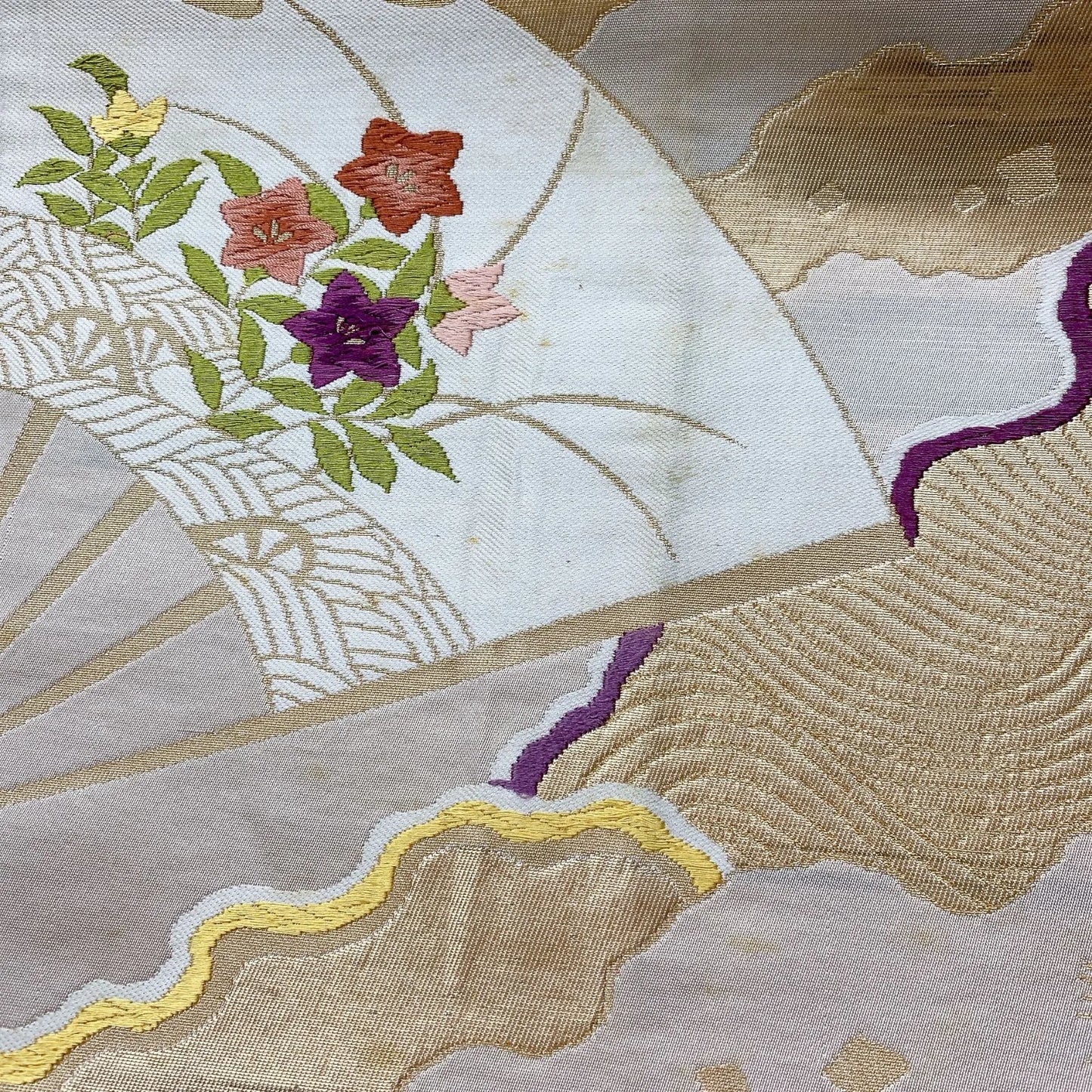 6916# Japanese Vintage Fukuro Obi Belt Kimono Fabric Silk Traditional Untailored