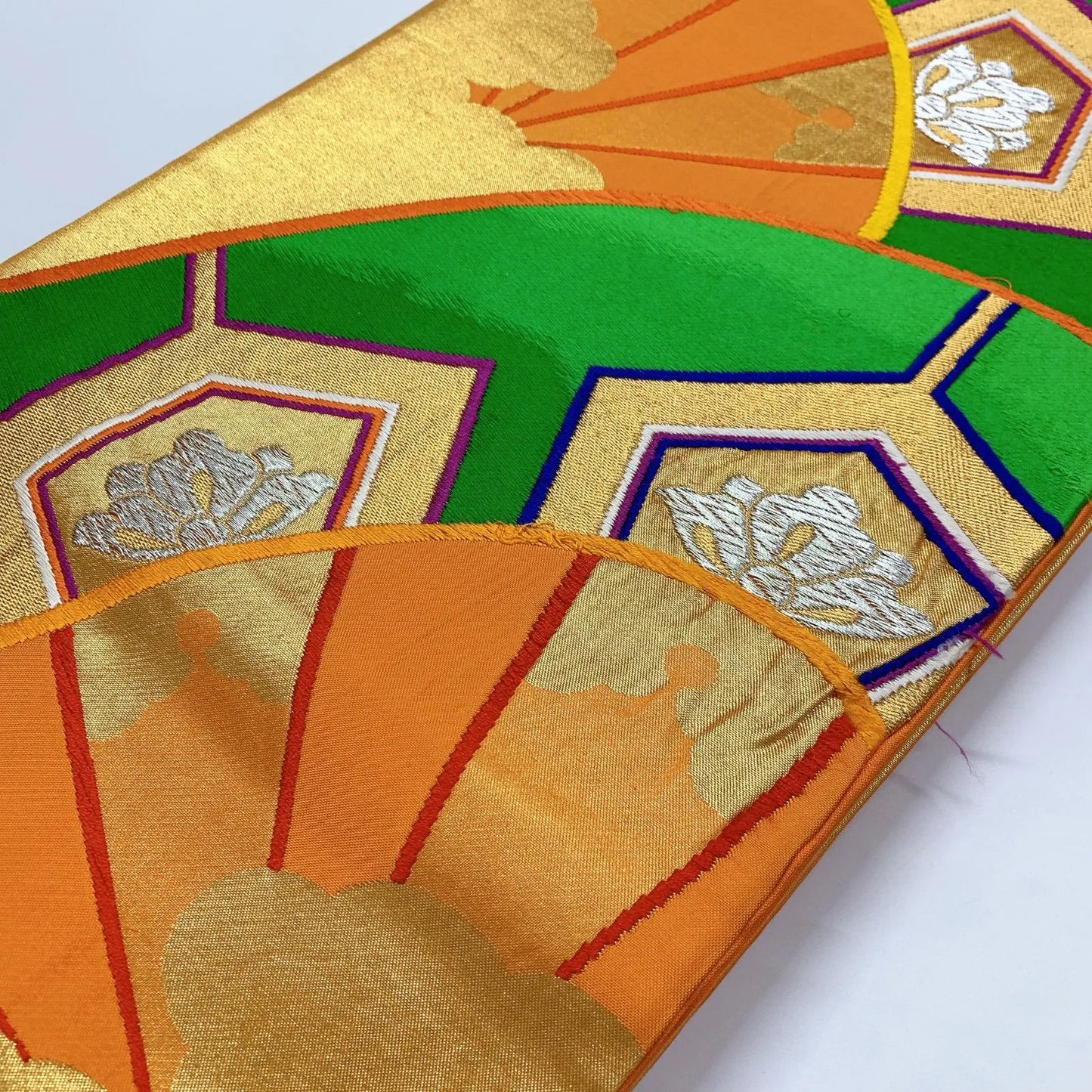 6918# Japanese Vintage Fukuro Obi Belt Kimono Fabric Silk Traditional Embroidery