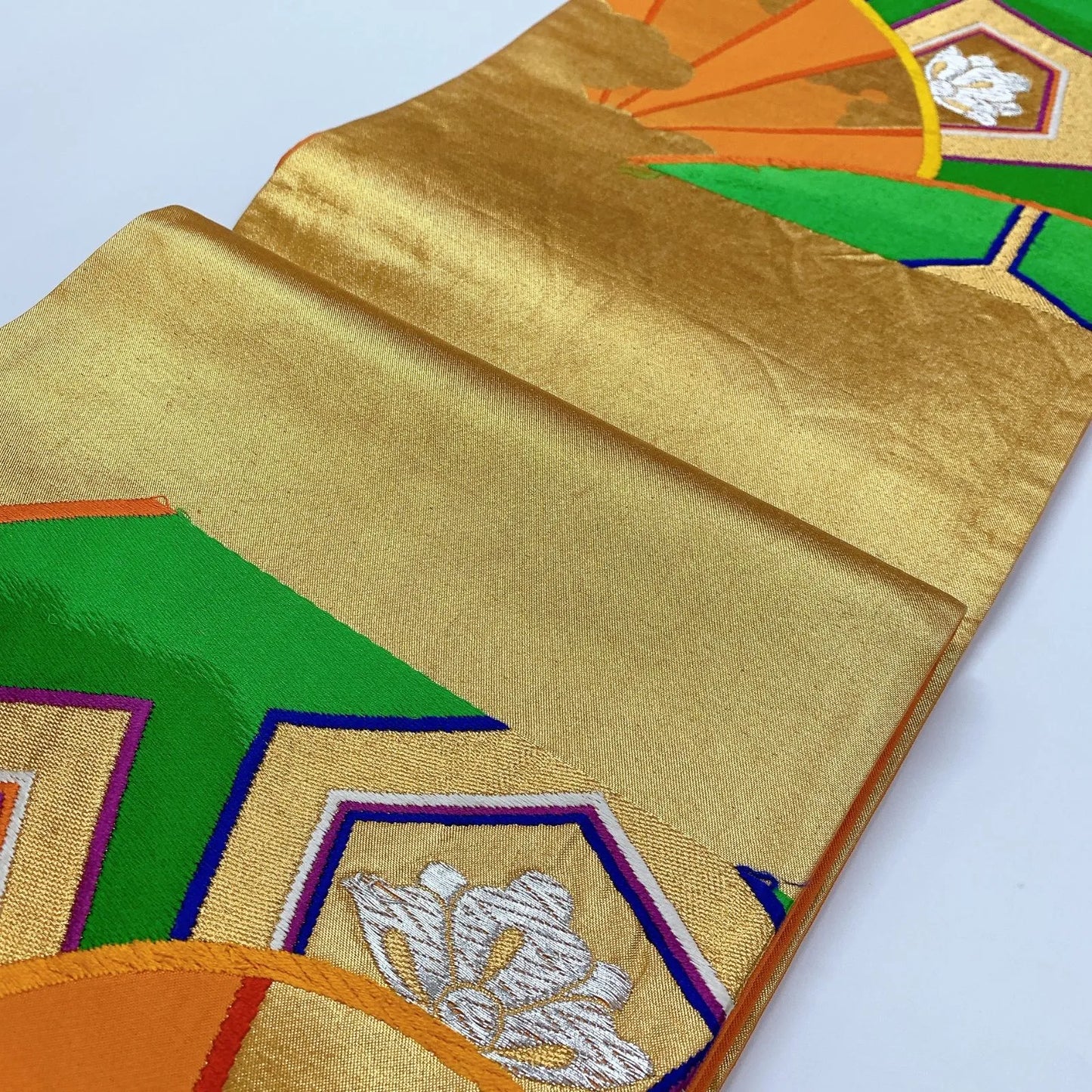 6918# Japanese Vintage Fukuro Obi Belt Kimono Fabric Silk Traditional Embroidery