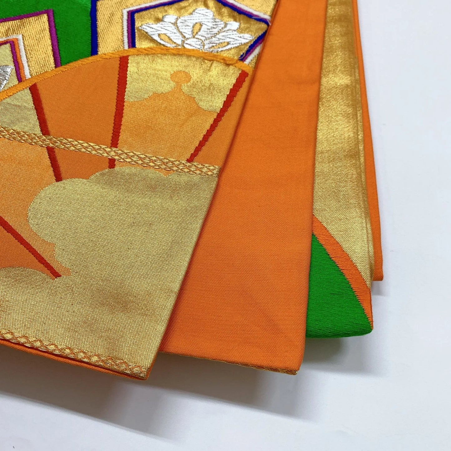 6918# Japanese Vintage Fukuro Obi Belt Kimono Fabric Silk Traditional Embroidery