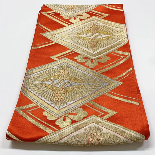 6911# Japanese Vintage Fukuro Obi Belt Kimono Fabric Silk Traditional