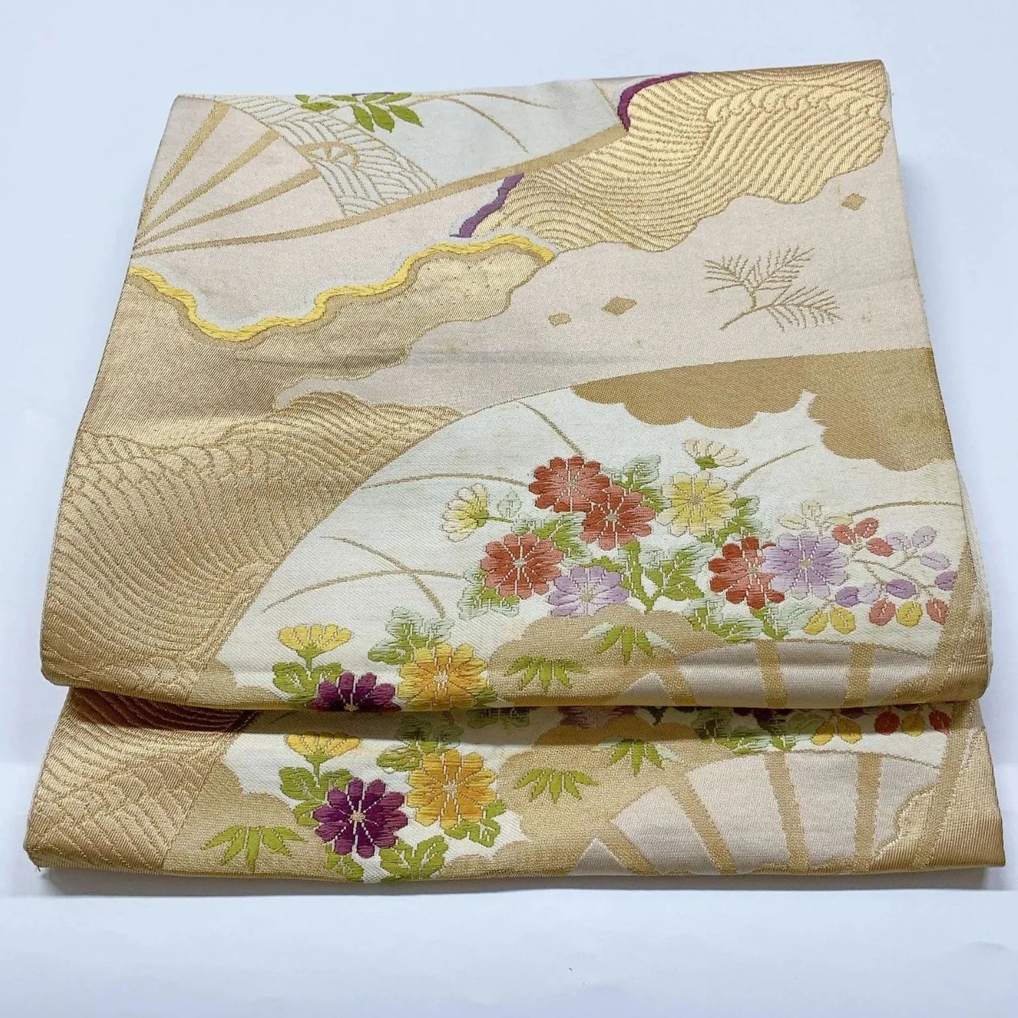 6916# Japanese Vintage Fukuro Obi Belt Kimono Fabric Silk Traditional Untailored