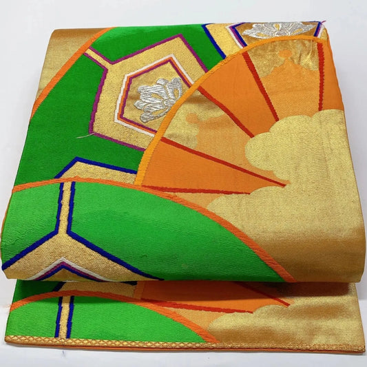 6918# Japanese Vintage Fukuro Obi Belt Kimono Fabric Silk Traditional Embroidery