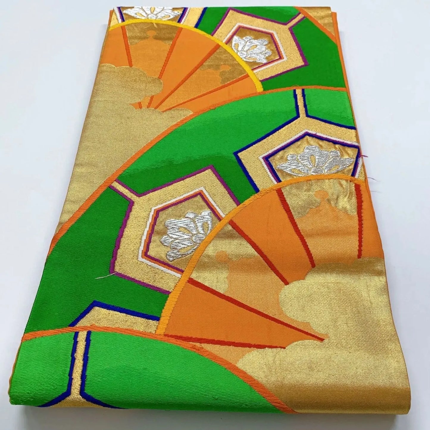 6918# Japanese Vintage Fukuro Obi Belt Kimono Fabric Silk Traditional Embroidery