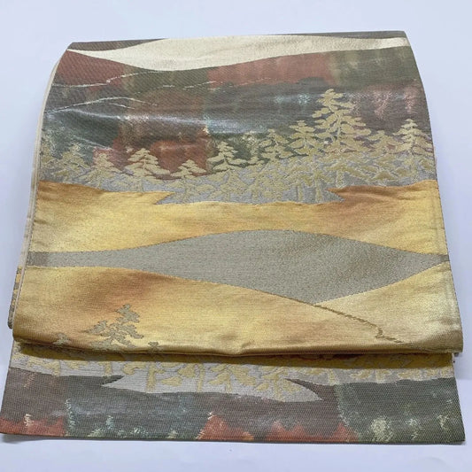6919# Japanese Vintage Fukuro Obi Belt Kimono Fabric Silk Traditional