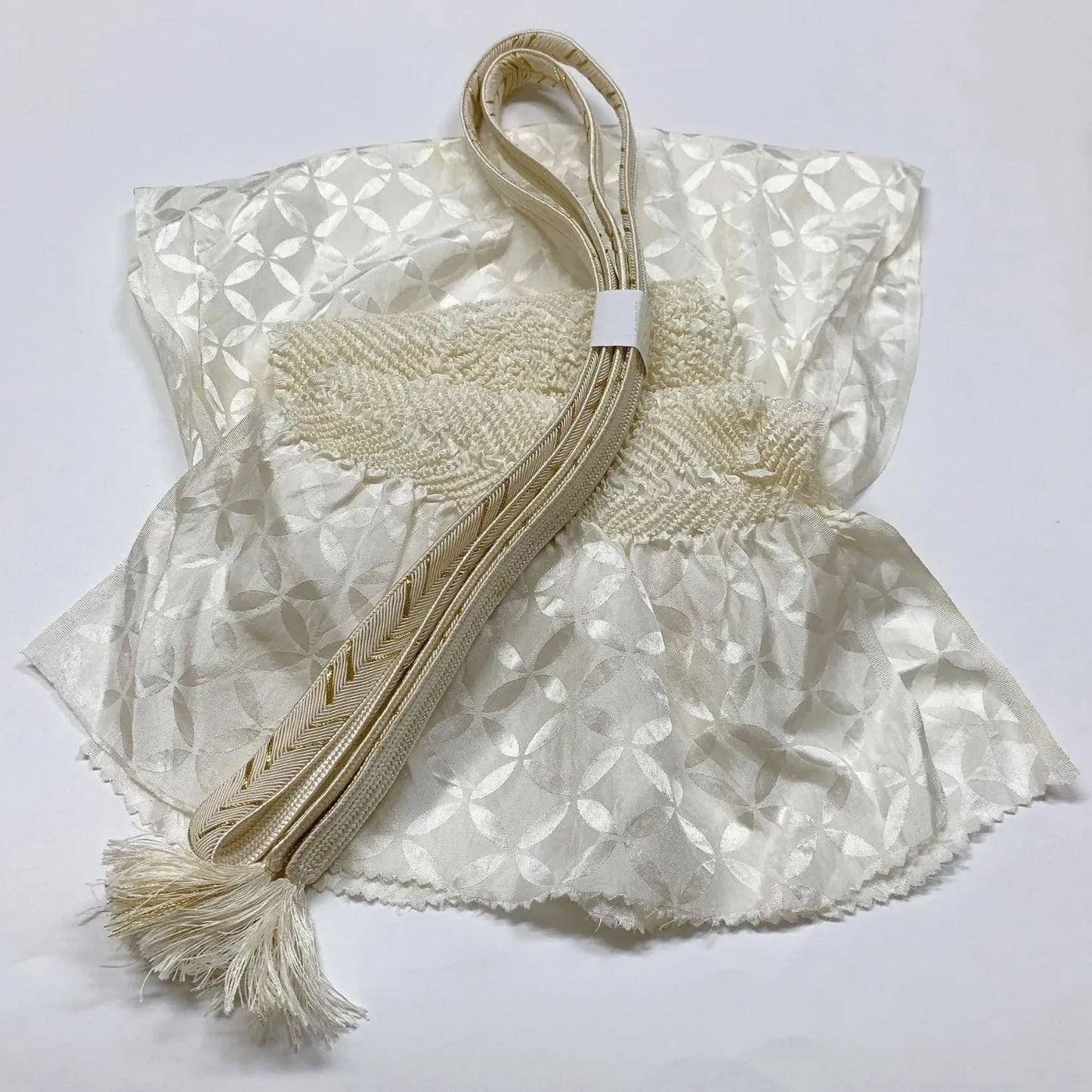 6922# Japanese Kimono Accessory Obiage and Obijime 2-piece Set Silk Shibori