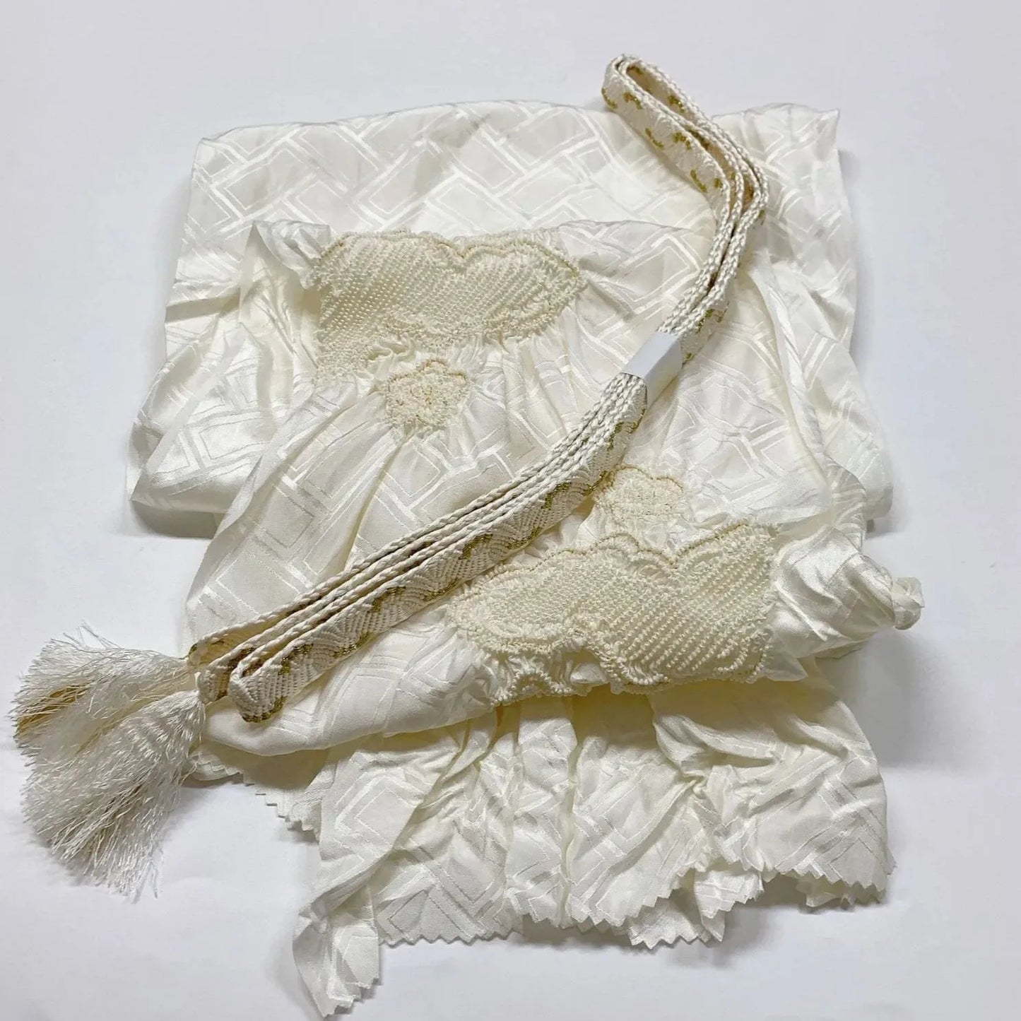 6924# Japanese Kimono Accessory Obiage and Obijime 2-piece Set Silk Shibori