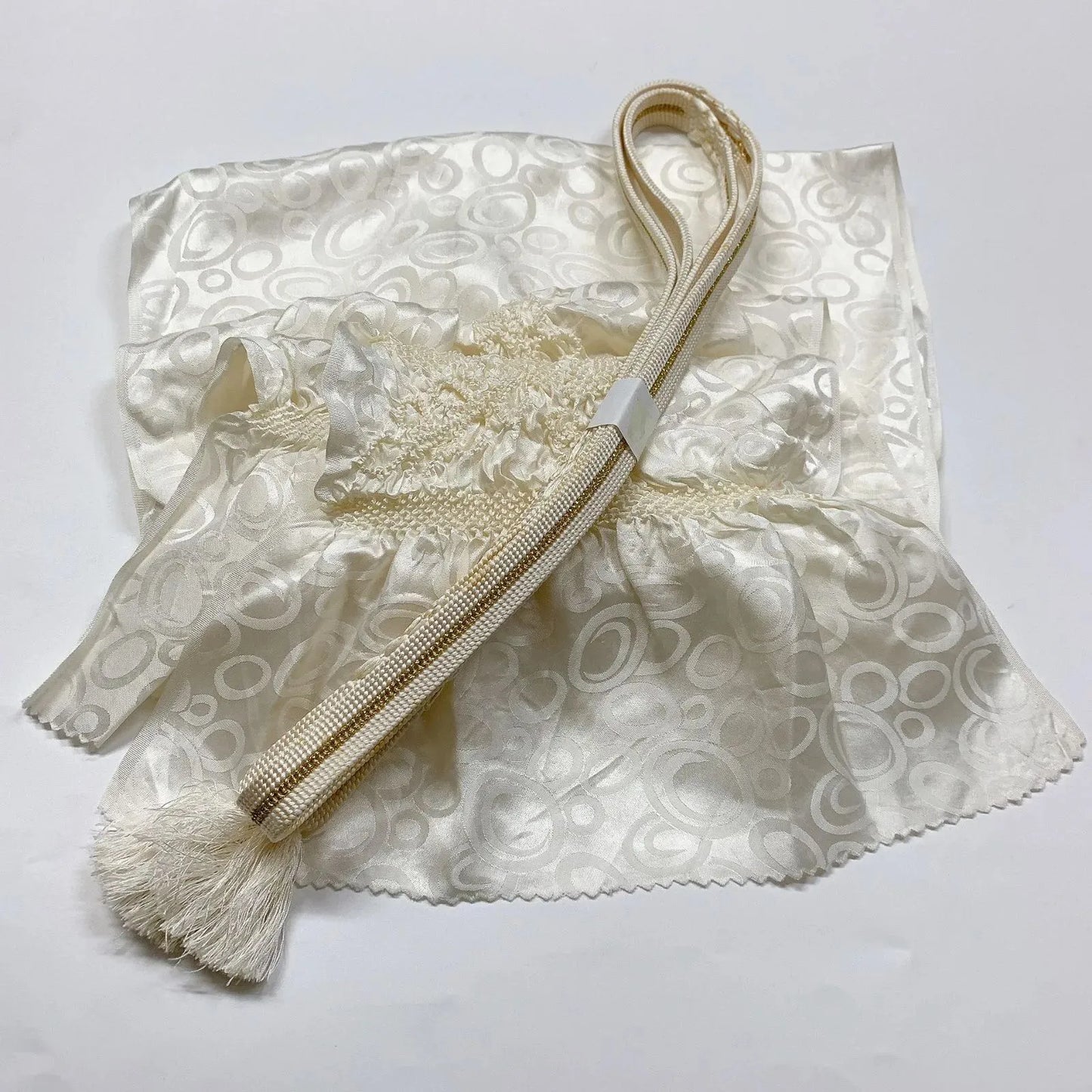 6925# Japanese Kimono Accessory Obiage and Obijime 2-piece Set Silk Shibori