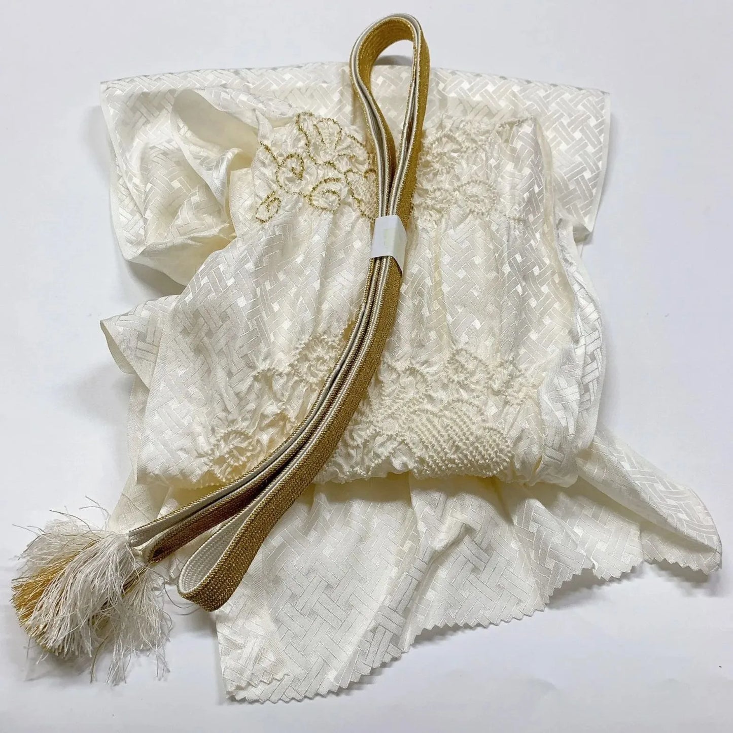 6926# Japanese Kimono Accessory Obiage and Obijime 2-piece Set Silk Shibori