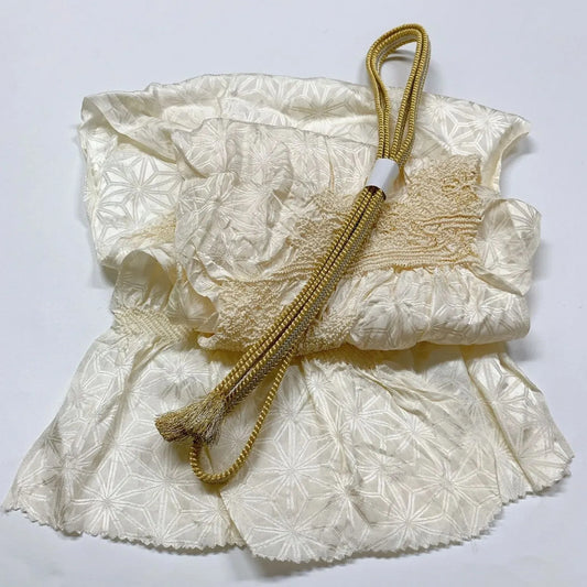 6928# Japanese Kimono Accessory Obiage and Obijime 2-piece Set Silk Shibori