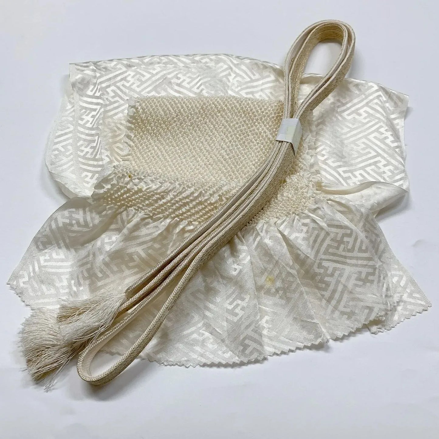 6929# Japanese Kimono Accessory Obiage and Obijime 2-piece Set Silk Shibori