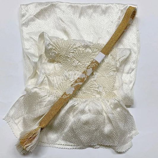 6934# Japanese Kimono Accessory Obiage and Obijime 2-piece Set Silk Shibori