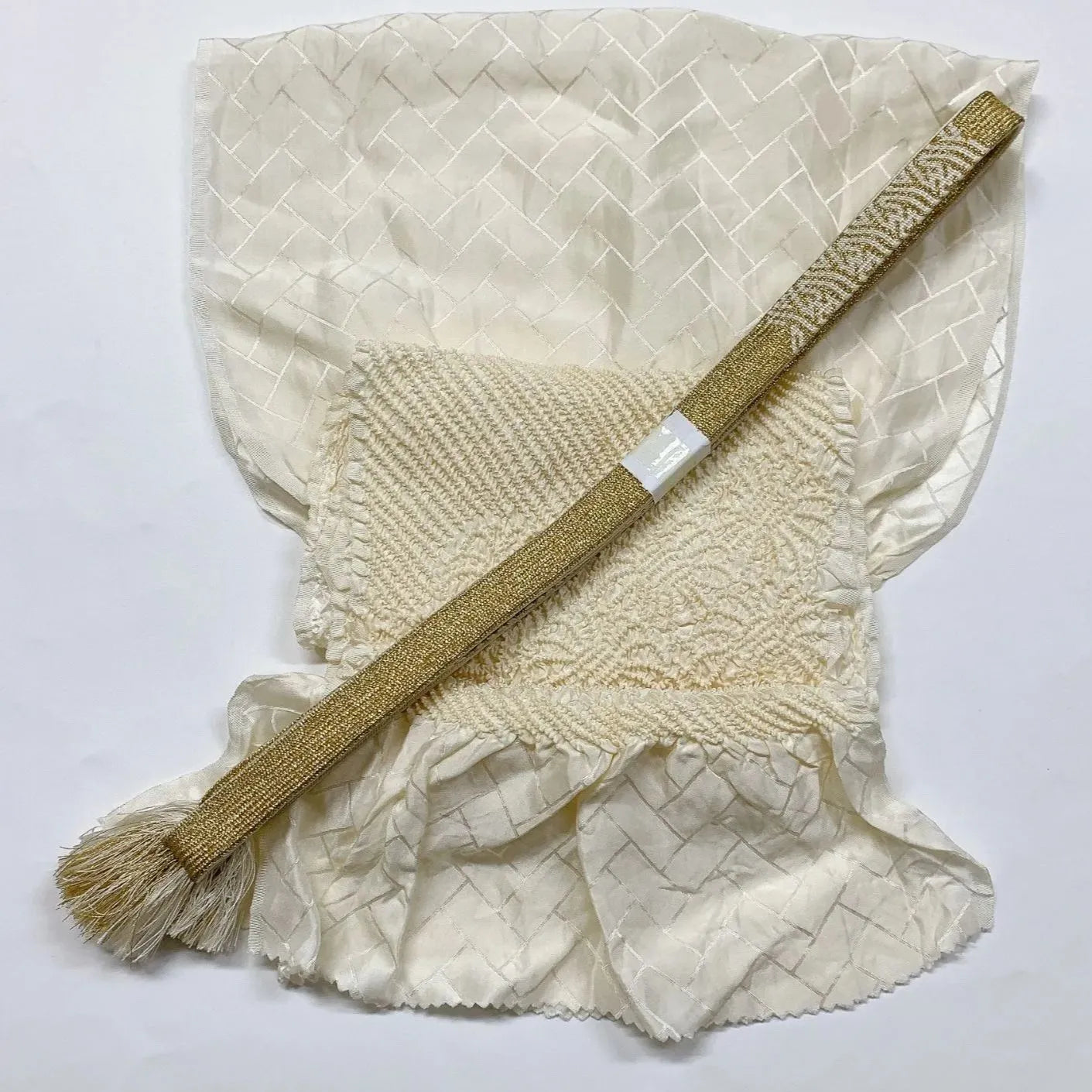 6936# Japanese Kimono Accessory Obiage and Obijime 2-piece Set Silk Shibori