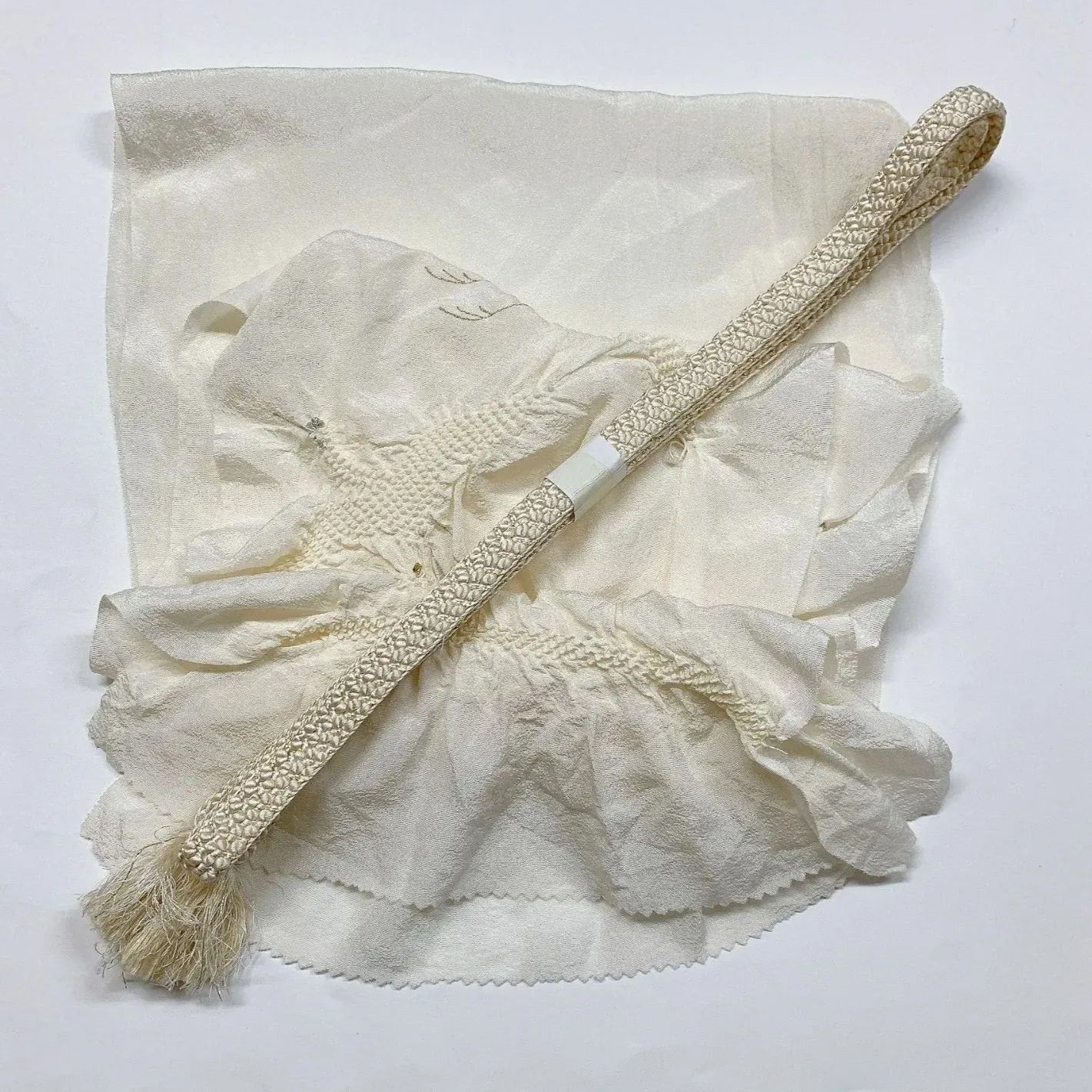 6937# Japanese Kimono Accessory Obiage and Obijime 2-piece Set Silk Shibori