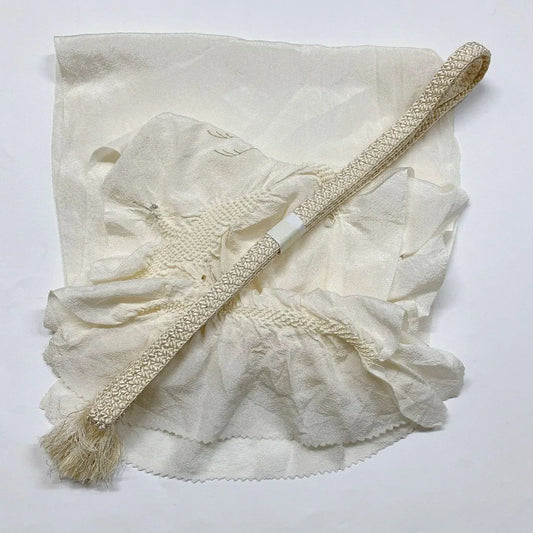 6937# Japanese Kimono Accessory Obiage and Obijime 2-piece Set Silk Shibori