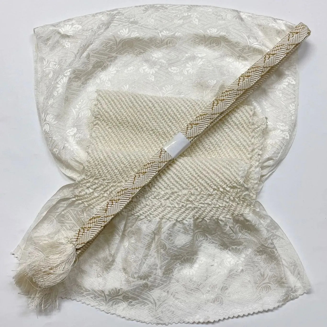 6938# Japanese Kimono Accessory Obiage and Obijime 2-piece Set Silk Shibori